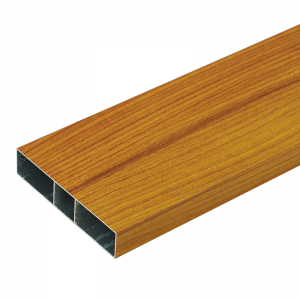 อลูมิเนียมกล่องขนาด 3/4" X 4" นิ้ว ยาว 6 เมตร สีไม้สักทอง